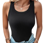 2-Pack Round Neck Ribbed Tank Tops with Built-In Bra Pads – Casual Slim Fit